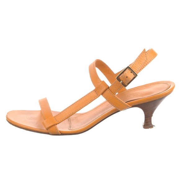Loro Piana Brown Leather Strap Kitten Heels Sandals Authentic w/ COA Size 39.5